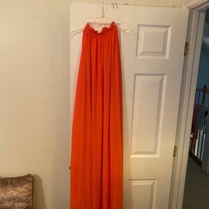 Coral High Neck Maxi Dress
